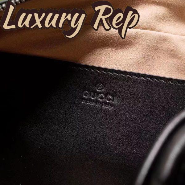 Replica Gucci Women GG Marmont Mini Shoulder Bag Black Matelassé Leather Double G 11