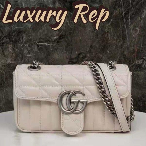 Replica Gucci Women GG Marmont Mini Shoulder Bag White Double G Matelassé 4