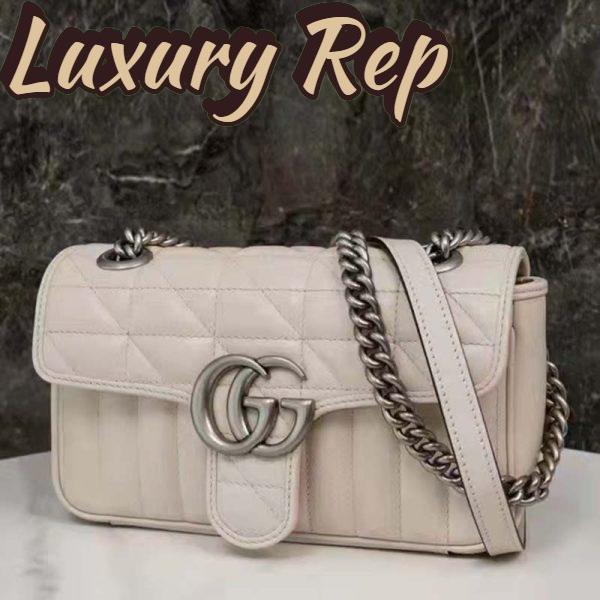 Replica Gucci Women GG Marmont Mini Shoulder Bag White Double G Matelassé 5