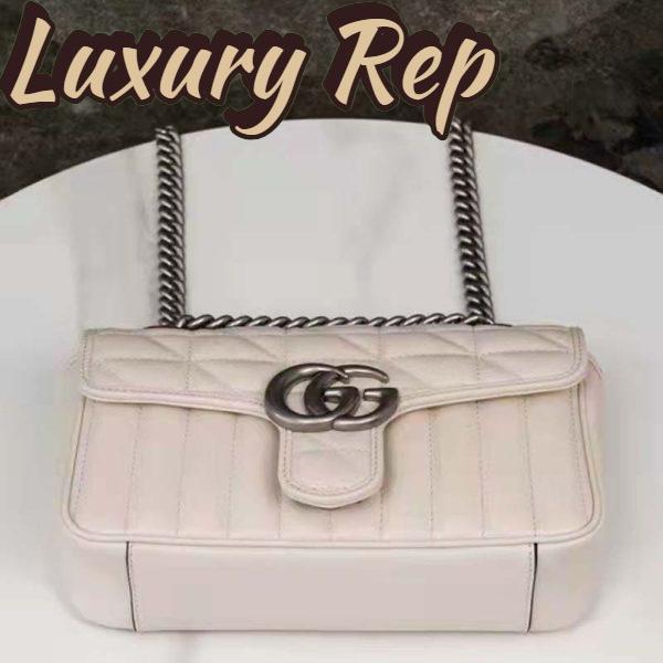 Replica Gucci Women GG Marmont Mini Shoulder Bag White Double G Matelassé 7