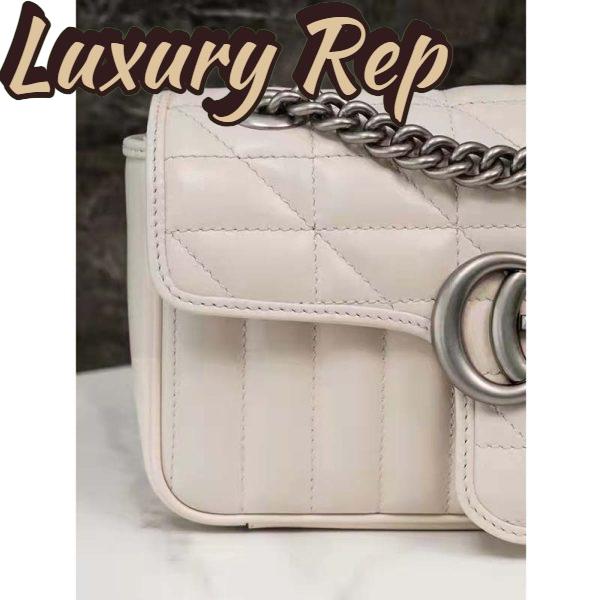 Replica Gucci Women GG Marmont Mini Shoulder Bag White Double G Matelassé 10