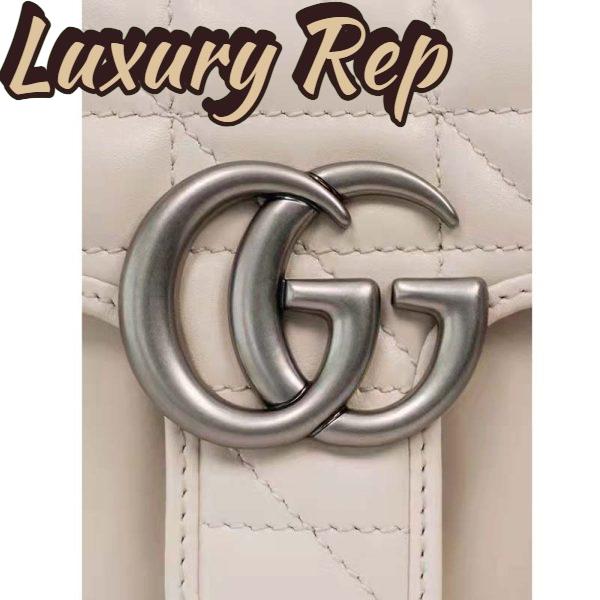 Replica Gucci Women GG Marmont Mini Shoulder Bag White Double G Matelassé 11