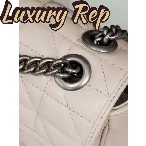 Replica Gucci Women GG Marmont Mini Shoulder Bag White Double G Matelassé 12