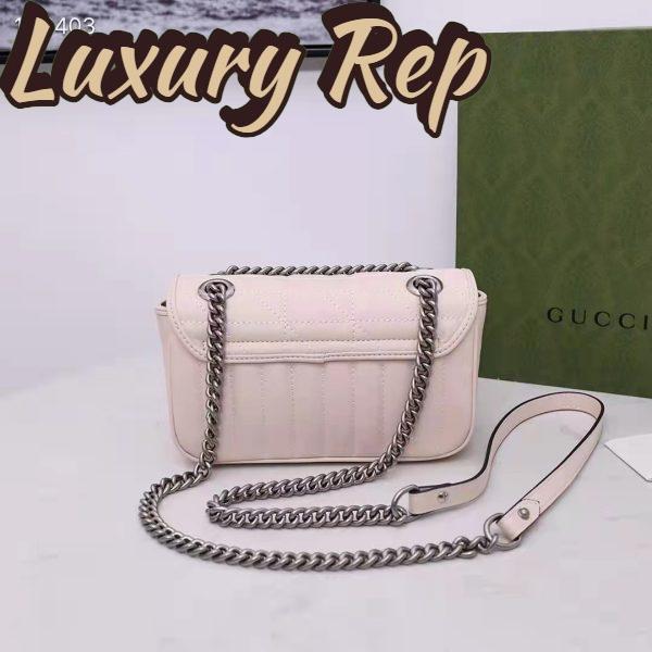 Replica Gucci Women GG Marmont Mini Shoulder Bag White Double G Matelassé Leather 5