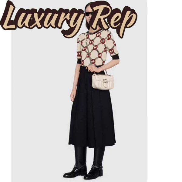 Replica Gucci Women GG Marmont Mini Shoulder Bag White Double G Matelassé Leather 12