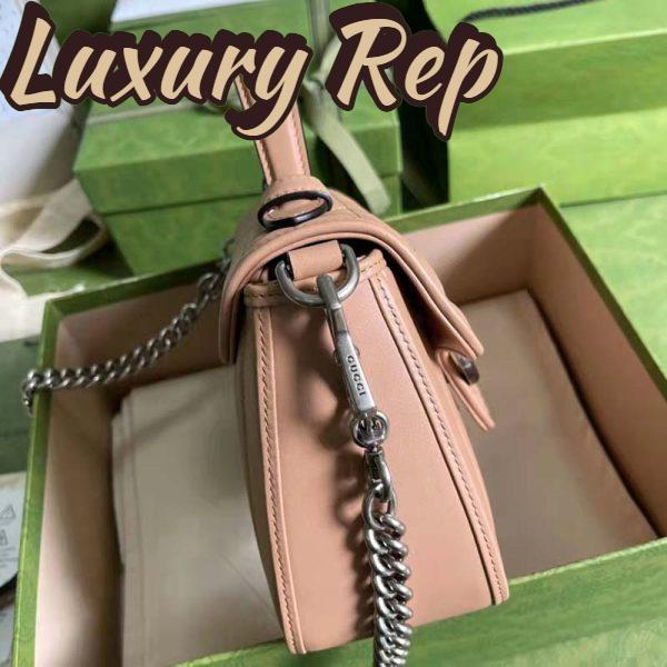 Replica Gucci Women GG Marmont Mini Top Handle Bag Beige Matelassé Leather 5