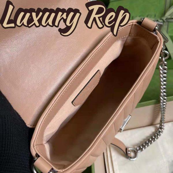 Replica Gucci Women GG Marmont Mini Top Handle Bag Beige Matelassé Leather 8