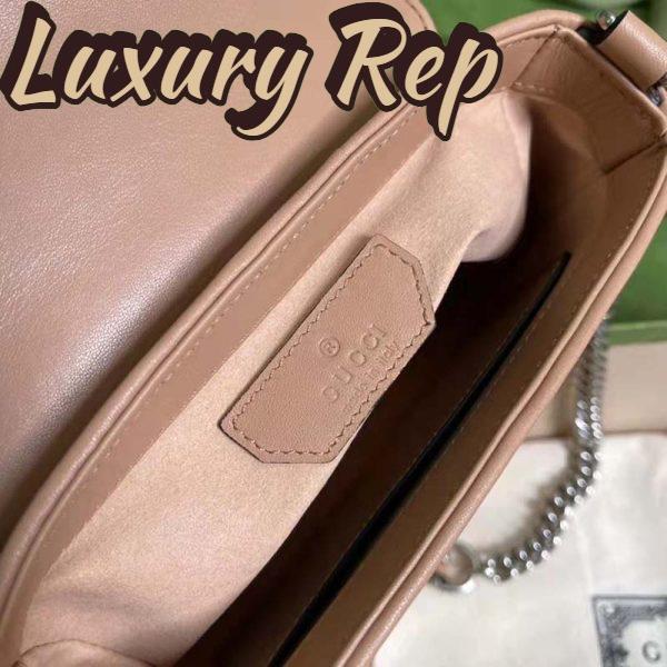 Replica Gucci Women GG Marmont Mini Top Handle Bag Beige Matelassé Leather 11