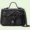 Replica Gucci Women GG Marmont Mini Top Handle Bag Beige Matelassé Leather 12