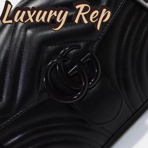 Replica Gucci Women GG Marmont Mini Top Handle Bag Black Matelassé Chevron Leather 9