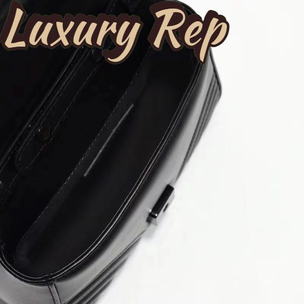Replica Gucci Women GG Marmont Mini Top Handle Bag Black Matelassé Chevron Leather 10