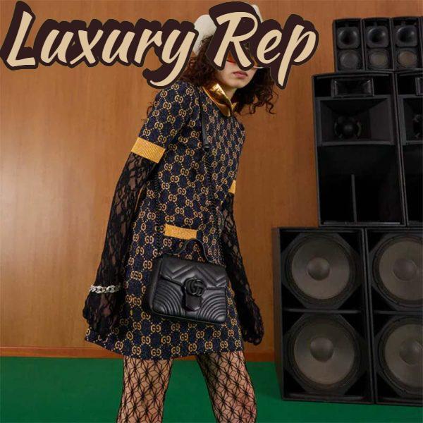 Replica Gucci Women GG Marmont Mini Top Handle Bag Black Matelassé Chevron Leather 12