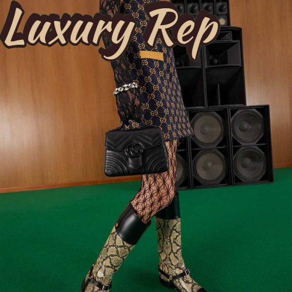 Replica Gucci Women GG Marmont Mini Top Handle Bag Black Matelassé Chevron Leather 13