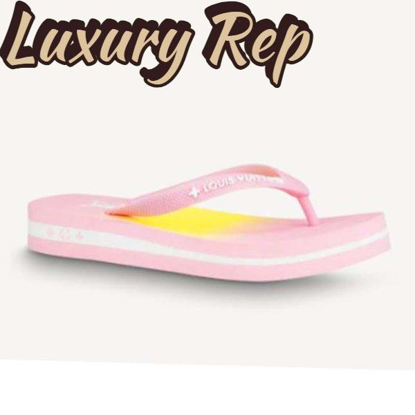 Replica Louis Vuitton LV Women Arcade Flat Thong Pink Rubber Micro Outsole
