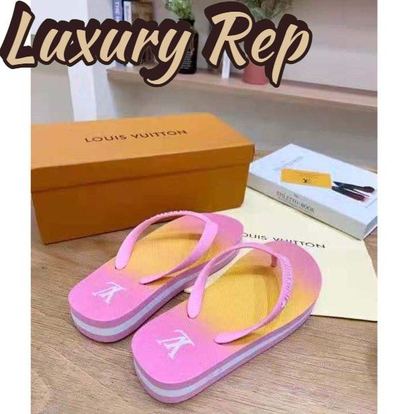 Replica Louis Vuitton LV Women Arcade Flat Thong Pink Rubber Micro Outsole 3