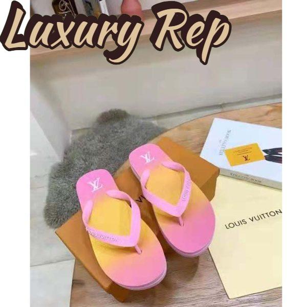 Replica Louis Vuitton LV Women Arcade Flat Thong Pink Rubber Micro Outsole 4