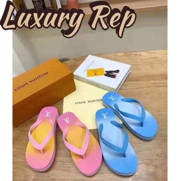 Replica Louis Vuitton LV Women Arcade Flat Thong Pink Rubber Micro Outsole 7