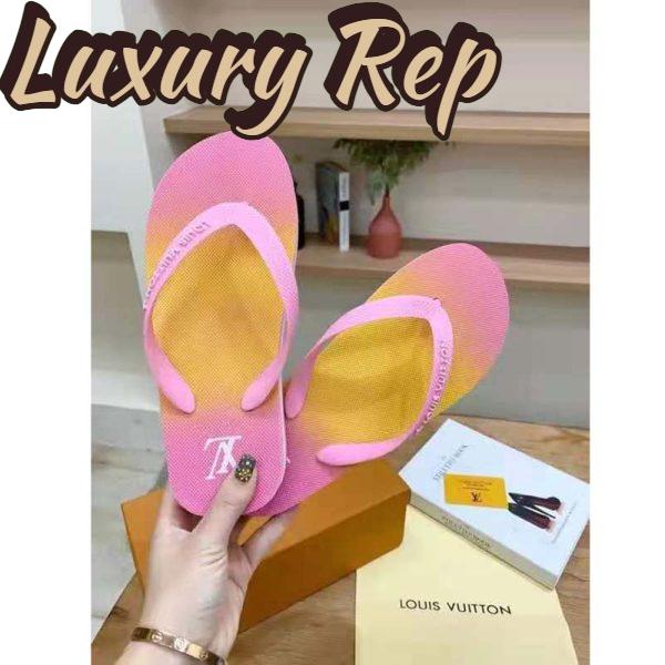 Replica Louis Vuitton LV Women Arcade Flat Thong Pink Rubber Micro Outsole 8