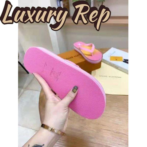 Replica Louis Vuitton LV Women Arcade Flat Thong Pink Rubber Micro Outsole 11