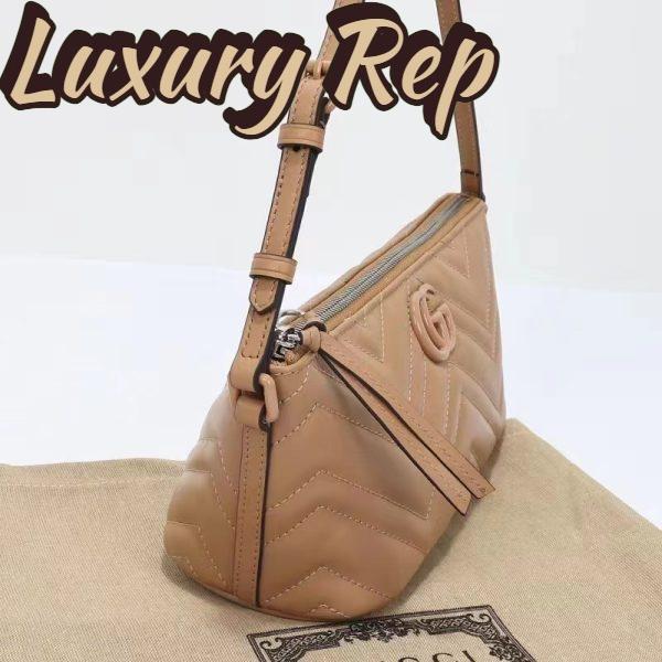 Replica Gucci Women GG Marmont Shoulder Bag Rose Beige Matelassé Chevron Leather 4