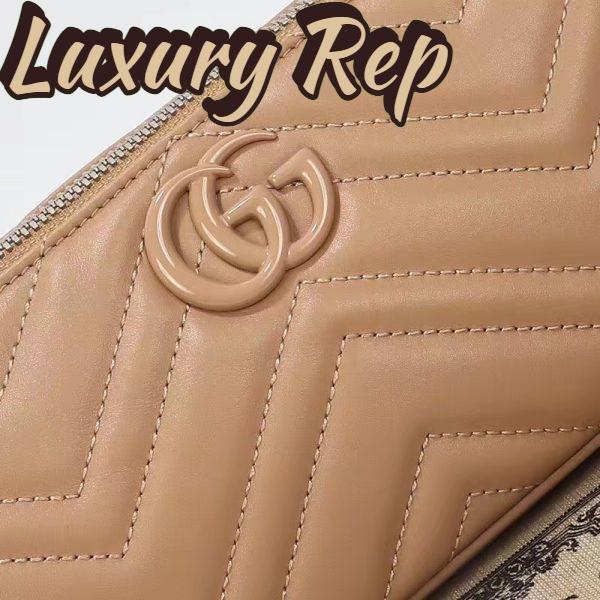 Replica Gucci Women GG Marmont Shoulder Bag Rose Beige Matelassé Chevron Leather 10
