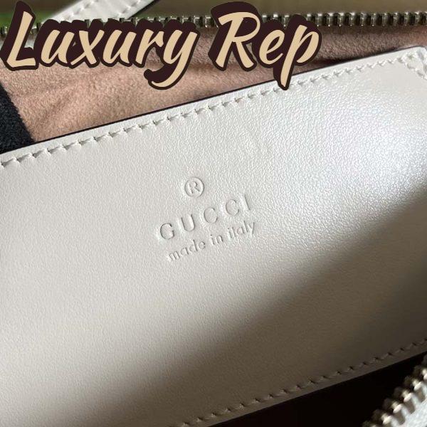 Replica Gucci Women GG Marmont Shoulder Bag White Matelassé Chevron Leather Double G 10