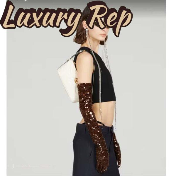 Replica Gucci Women GG Marmont Shoulder Bag White Matelassé Chevron Leather Double G 13