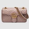 Replica Gucci Women GG Marmont Shoulder Bag White Matelassé Chevron Leather Double G 14