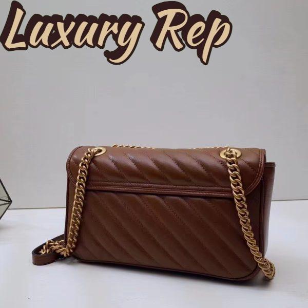 Replica Gucci Women GG Marmont Small Matelassé Shoulder Bag Brown Leather 5