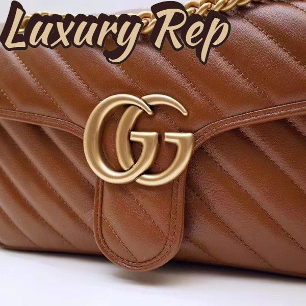 Replica Gucci Women GG Marmont Small Matelassé Shoulder Bag Brown Leather 6