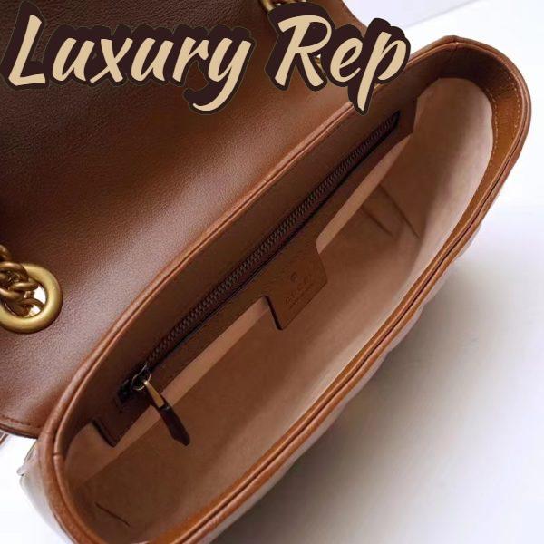 Replica Gucci Women GG Marmont Small Matelassé Shoulder Bag Brown Leather 7