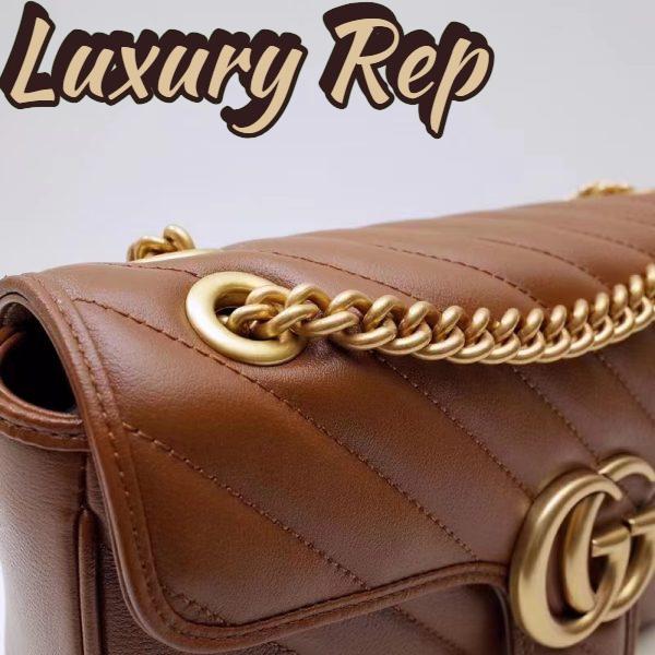 Replica Gucci Women GG Marmont Small Matelassé Shoulder Bag Brown Leather 9