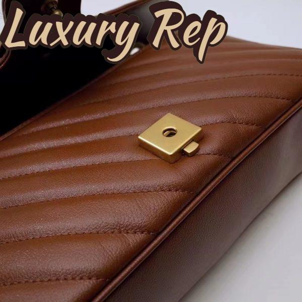 Replica Gucci Women GG Marmont Small Matelassé Shoulder Bag Brown Leather 10