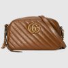 Replica Gucci Women GG Marmont Small Matelassé Shoulder Bag Brown Leather Double G 13