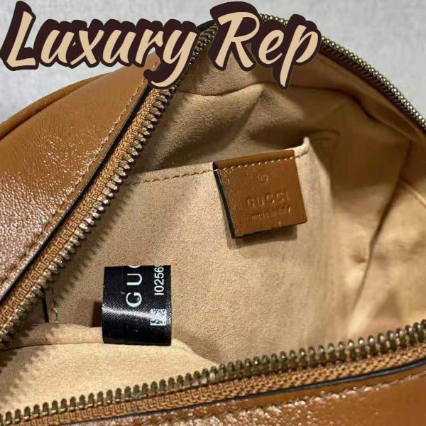 Replica Gucci Women GG Marmont Small Matelassé Shoulder Bag Double G Brown Matelassé Leather 11