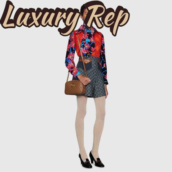 Replica Gucci Women GG Marmont Small Matelassé Shoulder Bag Double G Brown Matelassé Leather 12