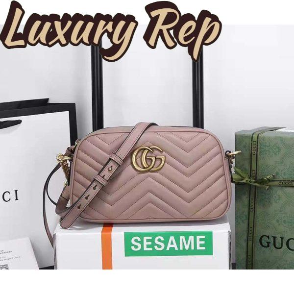 Replica Gucci Women GG Marmont Small Matelassé Shoulder Bag Pink Leather Double G 3