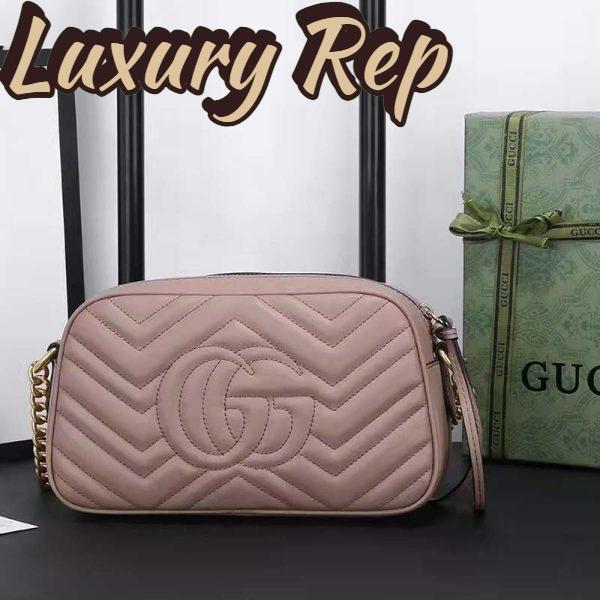 Replica Gucci Women GG Marmont Small Matelassé Shoulder Bag Pink Leather Double G 4