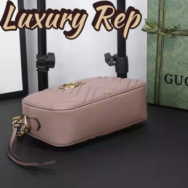 Replica Gucci Women GG Marmont Small Matelassé Shoulder Bag Pink Leather Double G 5