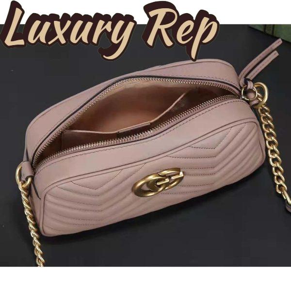 Replica Gucci Women GG Marmont Small Matelassé Shoulder Bag Pink Leather Double G 6