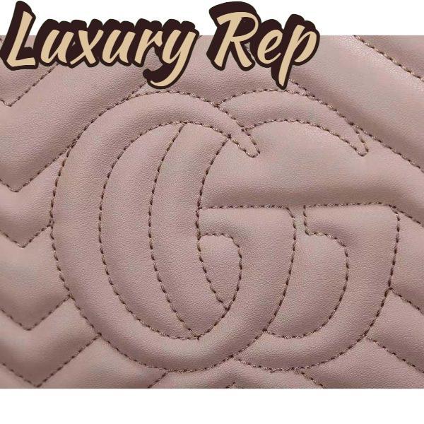 Replica Gucci Women GG Marmont Small Matelassé Shoulder Bag Pink Leather Double G 7