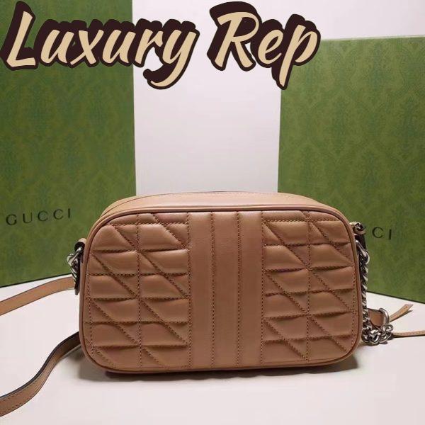 Replica Gucci Women GG Marmont Small Shoulder Bag Beige Matelassé Leather 6