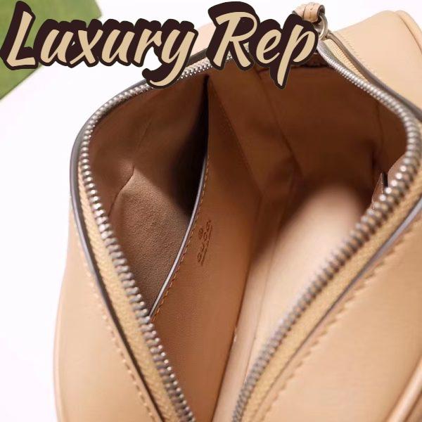Replica Gucci Women GG Marmont Small Shoulder Bag Beige Matelassé Leather 9