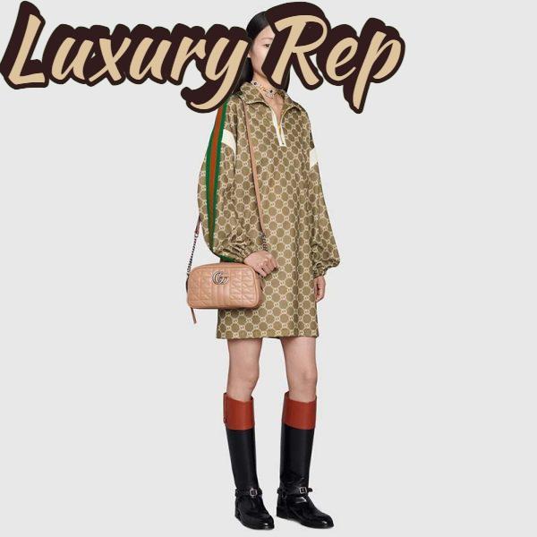 Replica Gucci Women GG Marmont Small Shoulder Bag Beige Matelassé Leather 13