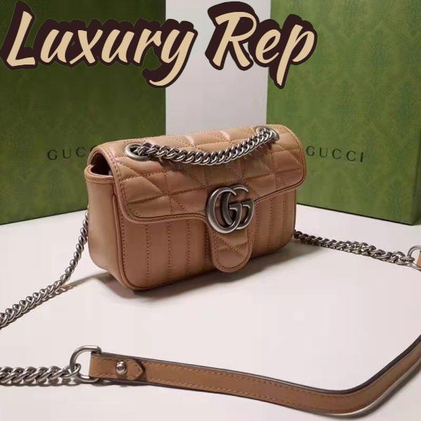Replica Gucci Women GG Marmont Small Shoulder Bag Beige Matelassé Leather Double G 4