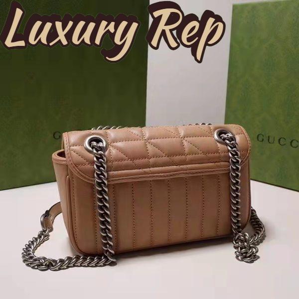 Replica Gucci Women GG Marmont Small Shoulder Bag Beige Matelassé Leather Double G 5