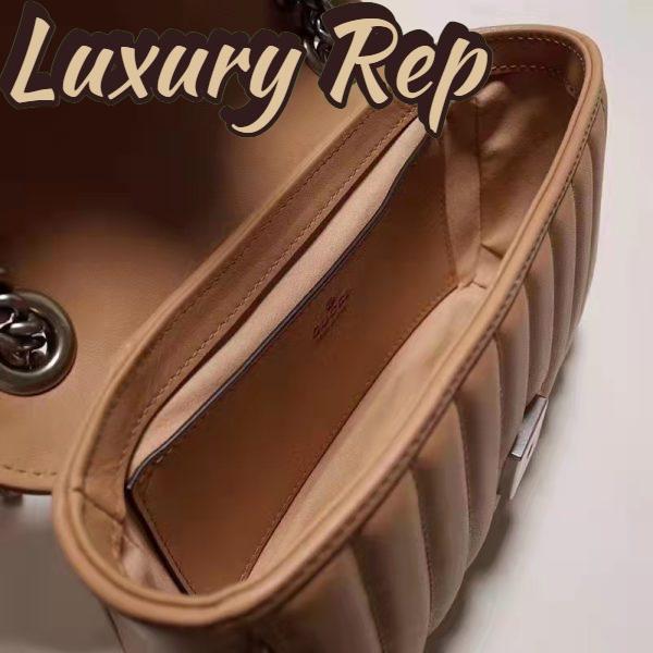 Replica Gucci Women GG Marmont Small Shoulder Bag Beige Matelassé Leather Double G 7