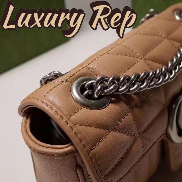 Replica Gucci Women GG Marmont Small Shoulder Bag Beige Matelassé Leather Double G 9