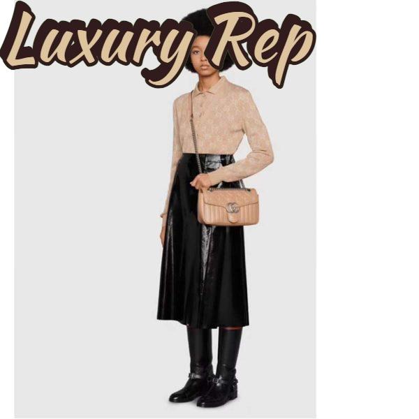 Replica Gucci Women GG Marmont Small Shoulder Bag Beige Matelassé Leather Double G 12