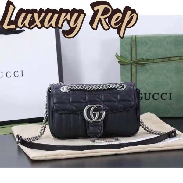 Replica Gucci Women GG Marmont Small Shoulder Bag Black Matelassé Double G 3